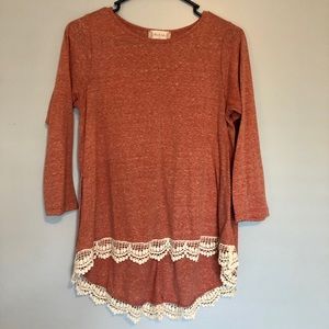 Altar’d State lace trim burnt orange blouse